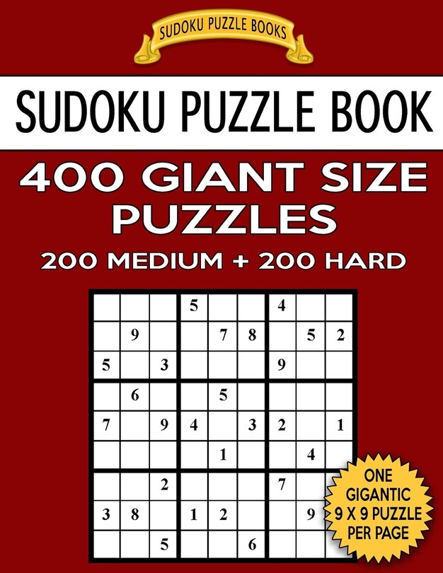 Front cover_Sudoku Puzzle Book 400 Giant Size Puzzles, 200 MEDIUM and 200 HARD