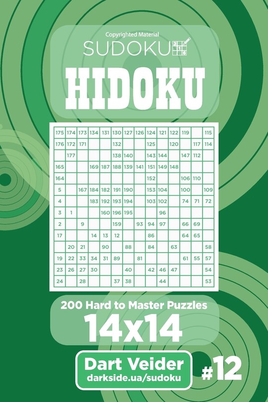 Front cover_Sudoku Hidoku - 200 Hard to Master Puzzles 14x14 (Volume 12)