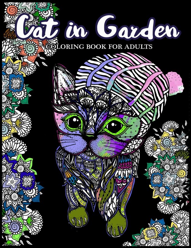 Front cover_Cat in Garden Coloring Book For Adults