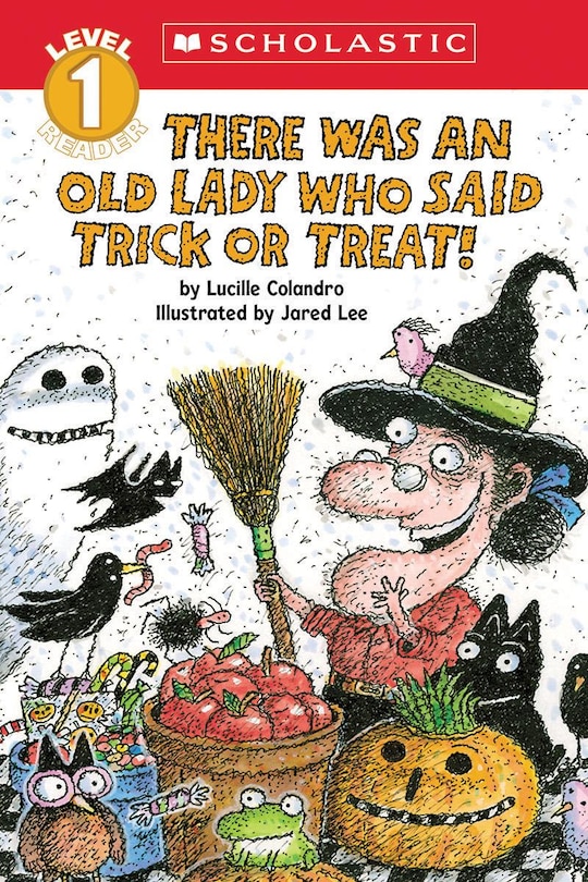 Front cover_There Was an Old Lady Who Said Trick or Treat! (Scholastic Reader, Level 1)
