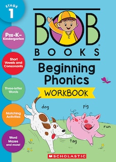 Front cover_Bob Books - Beginning Phonics Workbook | Phonics, Writing Practice, Ages 4 and up, Kindergarten, First Grade (Stage 1: Starting to Read)