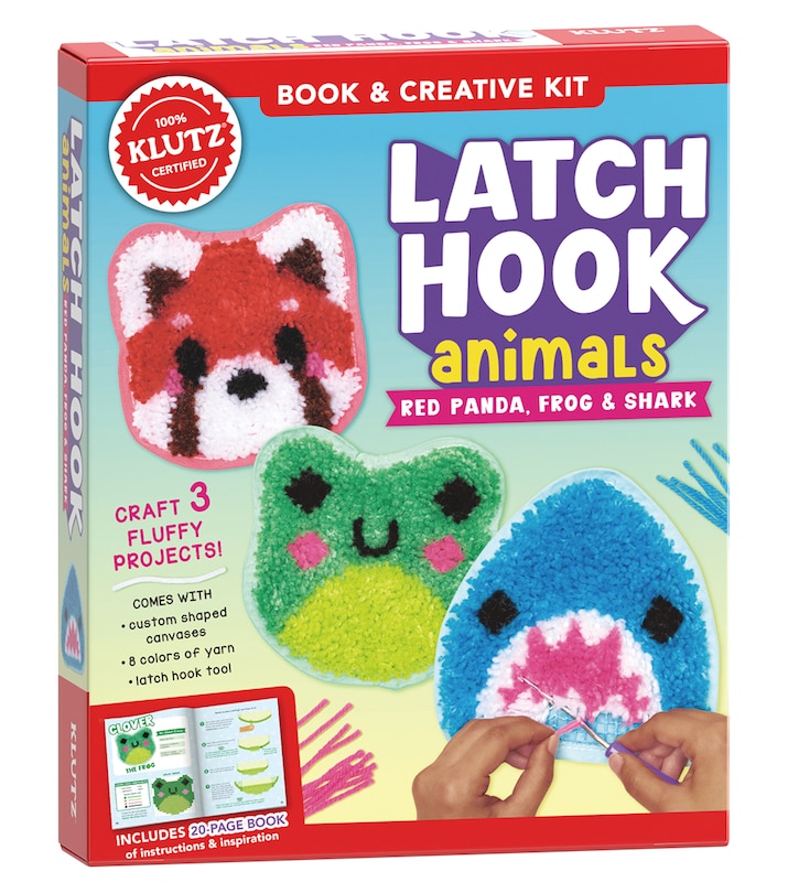 Front cover_Latch Hook Animals: Red Panda, Frog & Shark