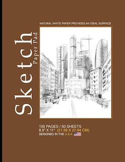 Sketch Paper Pad -brown, City Cover: 8.5 X 11 (21.59 X 27.94 Cm)(sketchbooks & Sketch Pads), 100 Pages, 50 Sheets, Soft Durable Matte Co