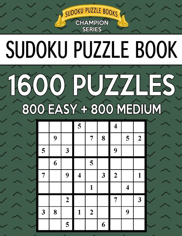 Front cover_Sudoku Puzzle Book, 1,600 Puzzles, 800 EASY and 800 MEDIUM