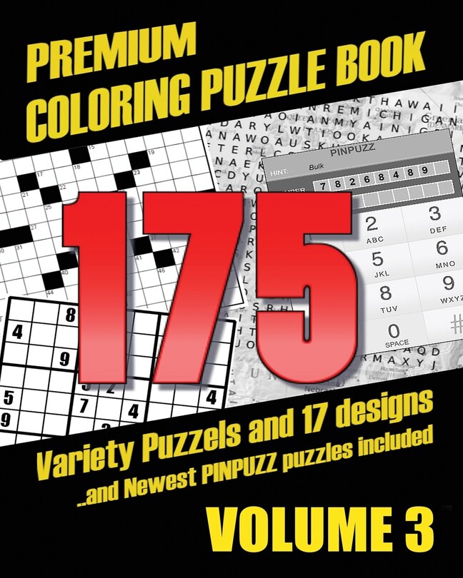 Front cover_Premium Coloring Puzzle Book Vol.3 - 175 Variety Puzzles and 17 Designs