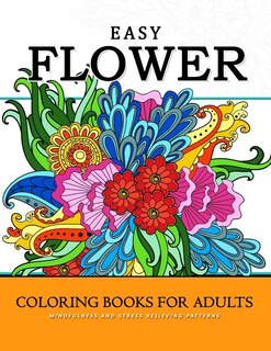 Front cover_Easy Flower Coloring Books for Adults