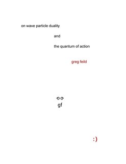 Couverture_On Wave Particle Duality and the Quantum of Action