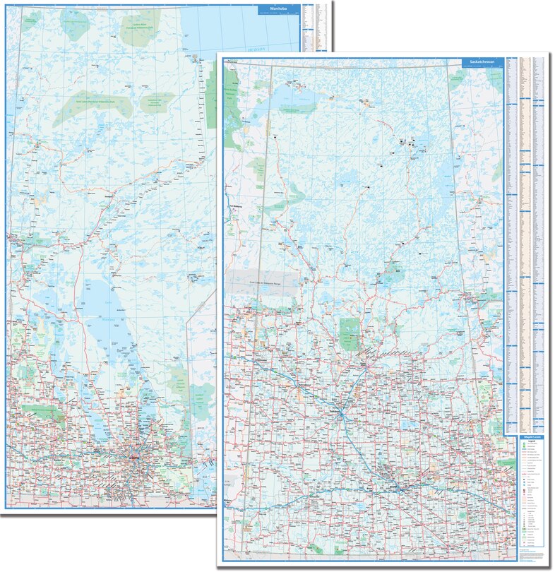 Manitoba Saskatchewan Laminated Wall Map