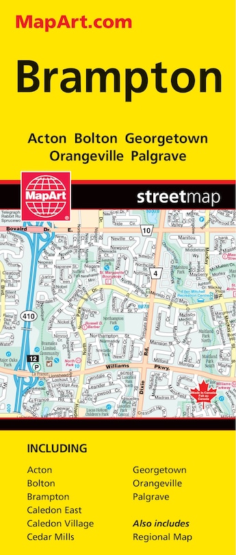 Brampton Folded Map: Acton Bolton Georgetown Orangeville Palgrave