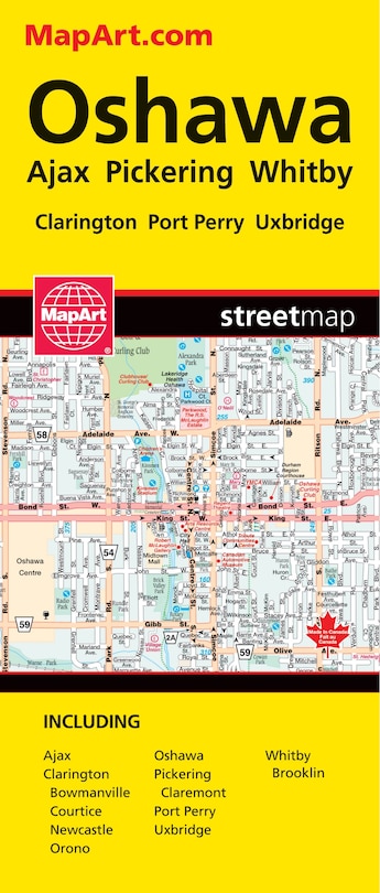 Oshawa Ajax Pickering Whitby Folded Map