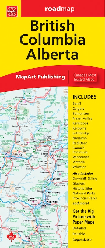 British Columbia Alberta Folded Map