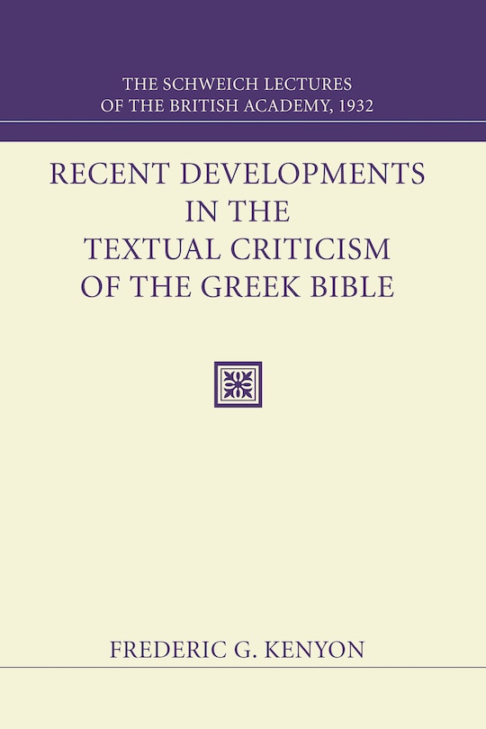 Front cover_Recent Developments in the Textual Criticism of the Greek Bible