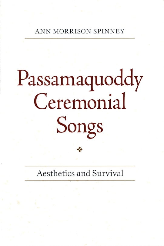 Couverture_Passamaquoddy Ceremonial Songs