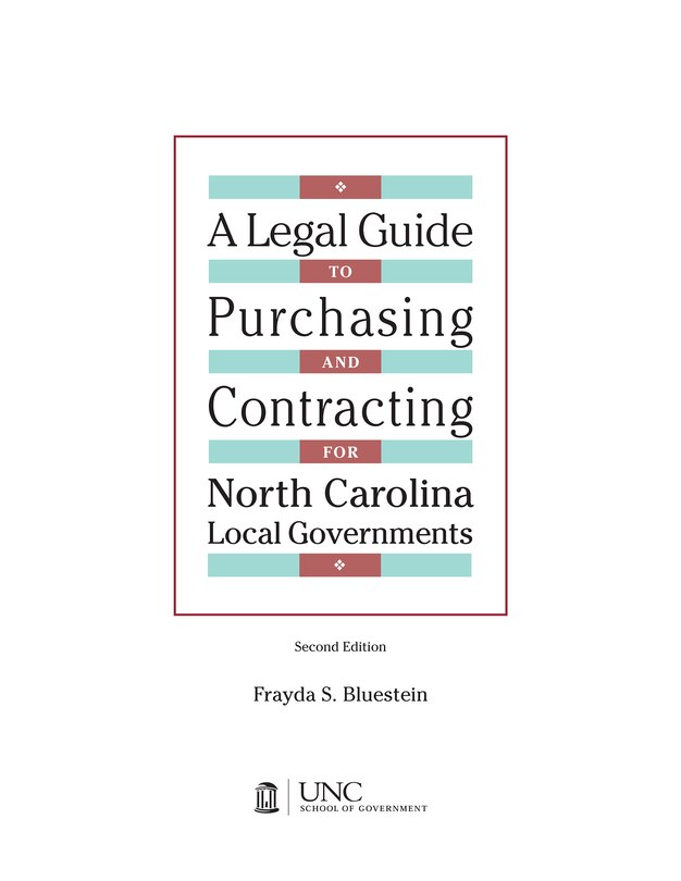 Front cover_Legal Guide to Purchasing and Contracting for North Carolina Local Governments