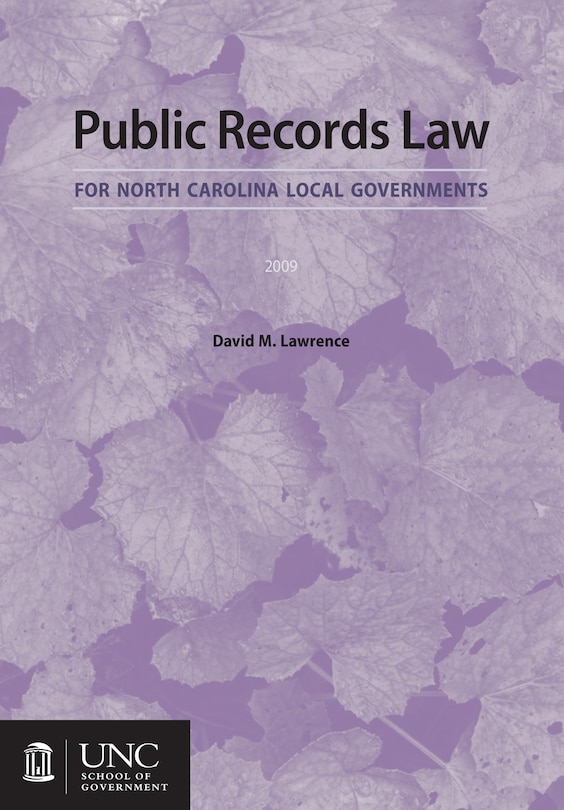 Couverture_Public Records Law For North Carolina Local Governments