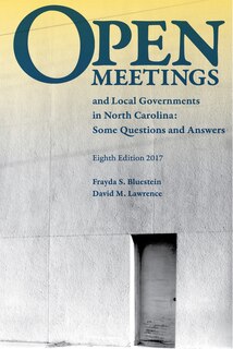 Couverture_Open Meetings And Local Governments In North Carolina