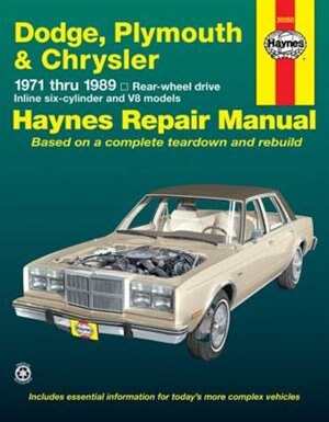 Front cover_Dodge, Plymouth, & Chrysler Rwd Inline 6 Cylinder & V8 Models 1971 Thru 1989 Haynes Repair Manual