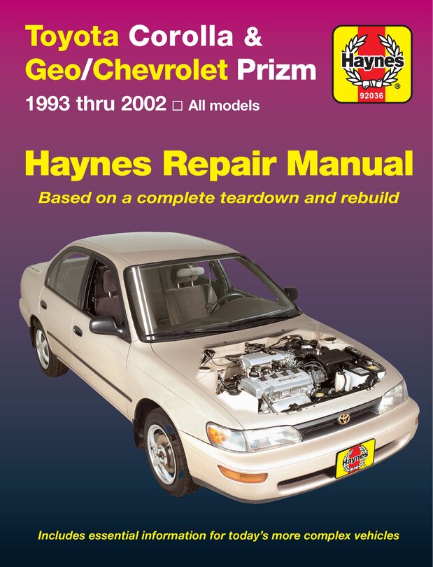 Front cover_Toyota Corolla & Geo/chevrolet Prizm 1993 Thru 2002 Haynes Repair Manual
