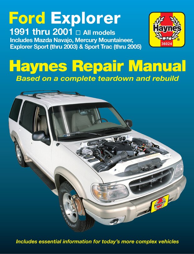 Front cover_Ford Explorer & Mazda Navajo 1991 Thru 2001, Mercury Mountaineer 1997 Thru 2001, Explorer Sport 200-2003 & Explorer Sport Trac 2001-2005 Haynes Repair Manual