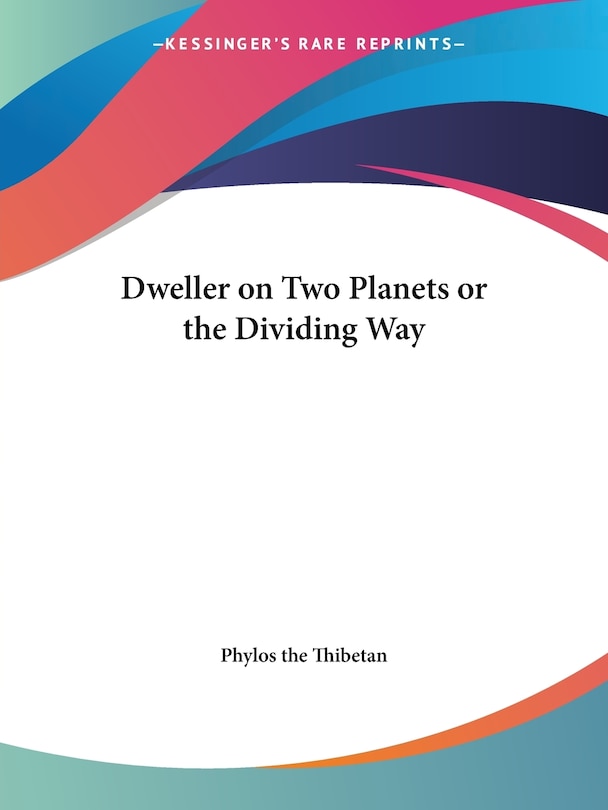 Front cover_Dweller On Two Planets Or The Dividing Way
