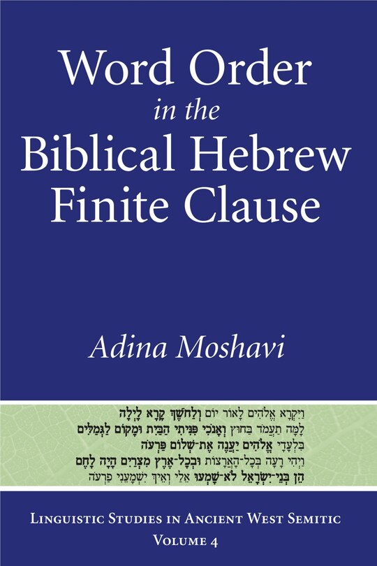 Front cover_Word Order in the Biblical Hebrew Finite Clause