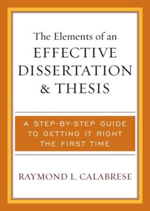 Couverture_The Elements of an Effective Dissertation and Thesis