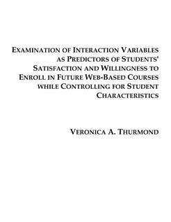 Front cover_Examination Of Interaction Variables As Predictors Of Students' Satisfaction And Willingness To Enro