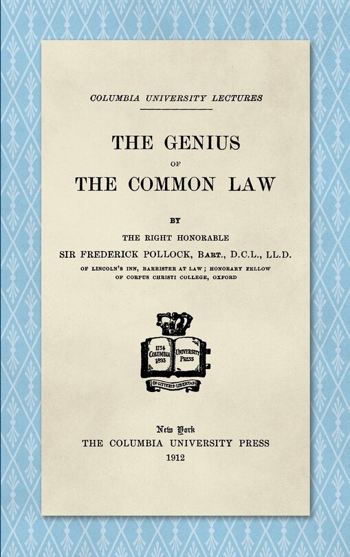 Front cover_The Genius Of The Common Law (1912)