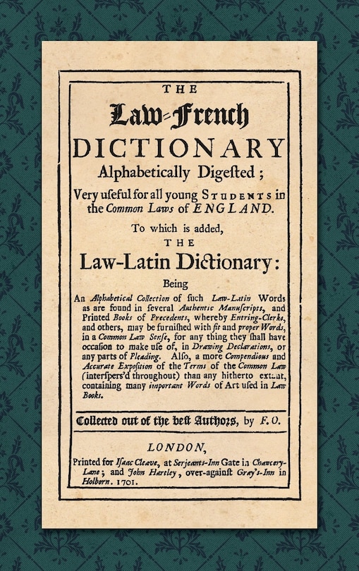 Front cover_The Law-French Dictionary