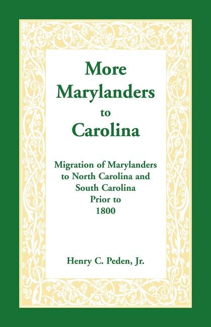 Front cover_More Marylanders to Carolina