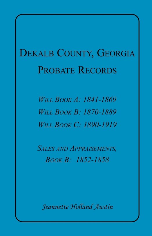 Couverture_DeKalb County, Georgia, Probate Records