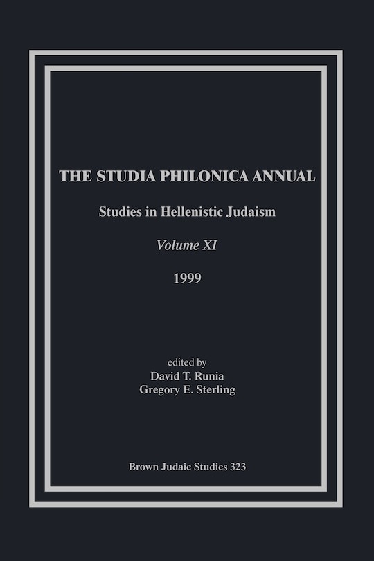 Couverture_The Studia Philonica Annual, XI, 1999