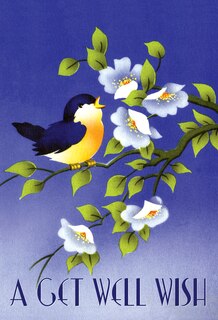 Front cover_Bird and Flowers - Vintage Get Well Card