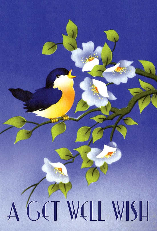 Front cover_Bird and Flowers - Vintage Get Well Card