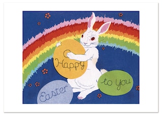 Rainbow Bunny Easter Greeting Card