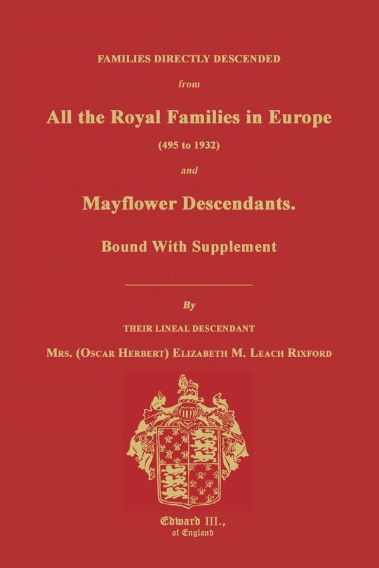 Front cover_Families Directly Descended from All the Royal Families in Europe (495 to 1932) & Mayflower Descendants. Bound with Supplement
