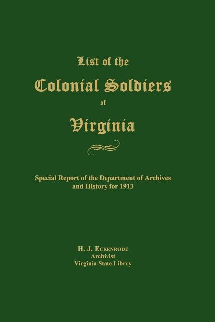 Front cover_List of the Colonial Soldiers of Virginia