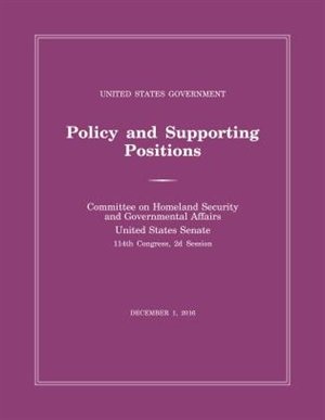 Front cover_United States Government Policy And Supporting Positions (plum Book) 2016