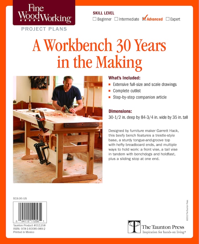 Front cover_Fine Woodworking's A Workbench 30 Years in the Making Plan