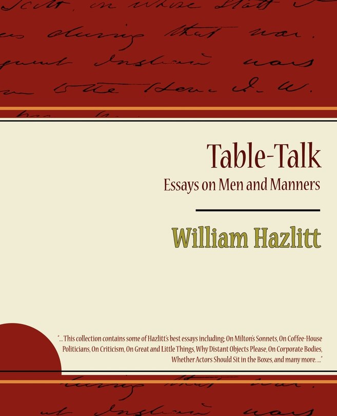 Front cover_Table-Talk, Essays on Men and Manners