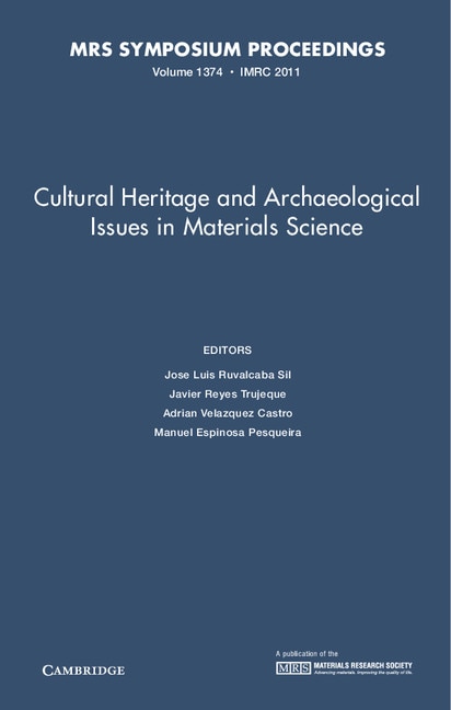 Couverture_Cultural Heritage and Archaeological Issues in Materials Science: Volume 1374