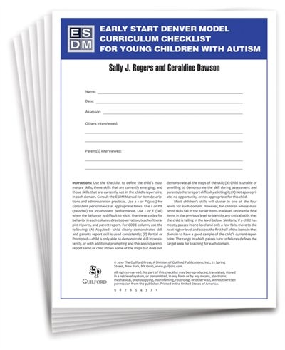 Early Start Denver Model Curriculum Checklist for Young Children with Autism