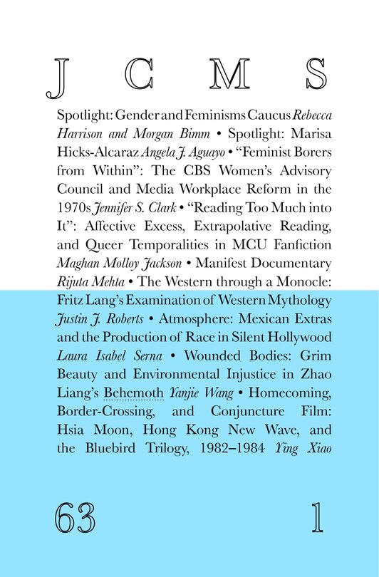 Front cover_Journal of Cinema and Media Studies, vol. 63, no. 1