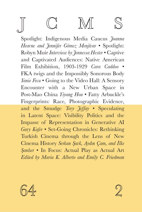 Front cover_Journal of Cinema and Media Studies, vol. 64, no. 2