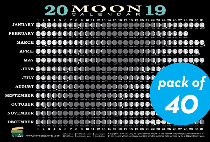 Front cover_2019 Moon Calendar Card (40 Pack)