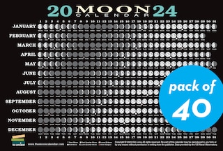 2024 Moon Calendar Card (40 pack): Lunar Phases, Eclipses, and More!