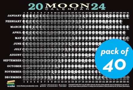 2024 Moon Calendar Card (40 pack): Lunar Phases, Eclipses, and More!