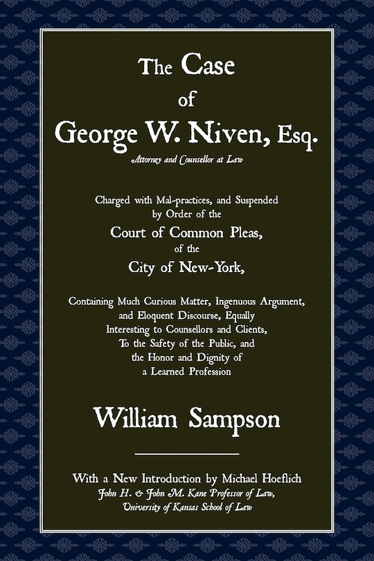 Front cover_The Case of George W. Niven, Esq.