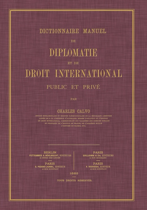 Couverture_Dictionnaire Manuel de Diplomatie et de Droit International