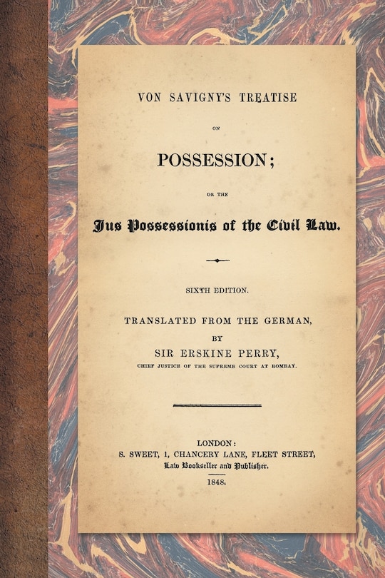 Front cover_Von Savigny's Treatise on Possession